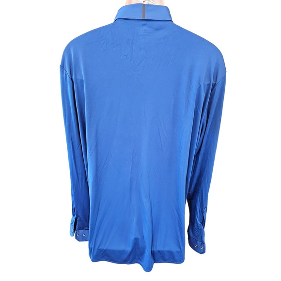 Calvin klein performance size XL snap button up long sleeve blue career casual ^ - Picture 2 of 7